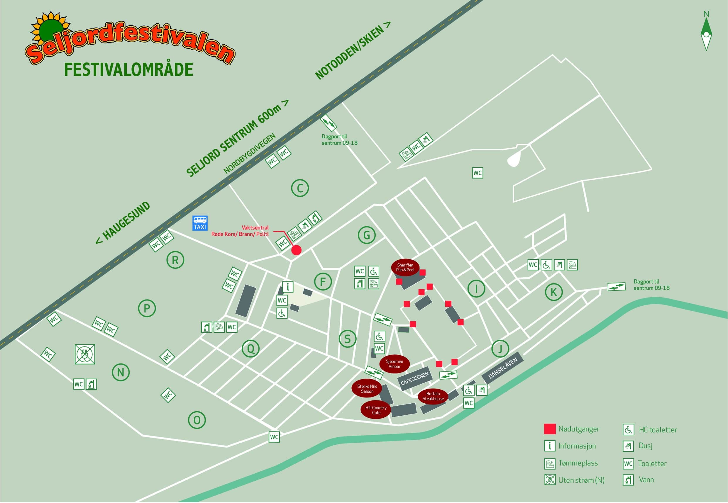 Kart over festivalområdet på Seljordfestivalen