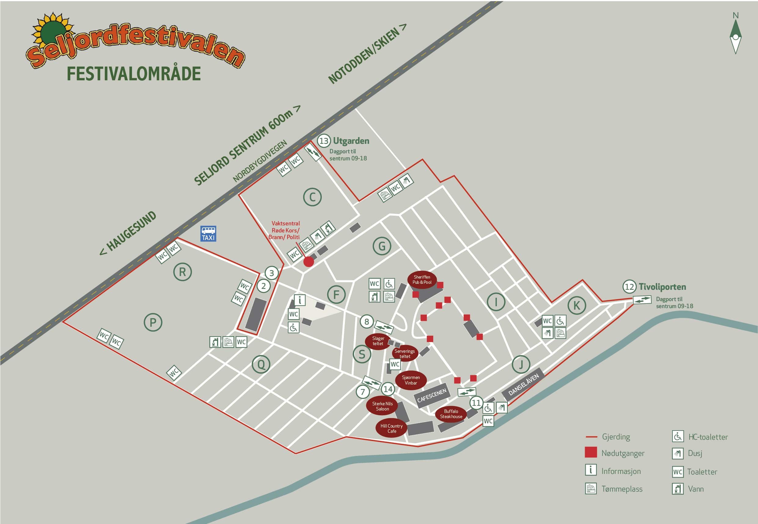 Kart over festivalområdet på Seljordfestivalen